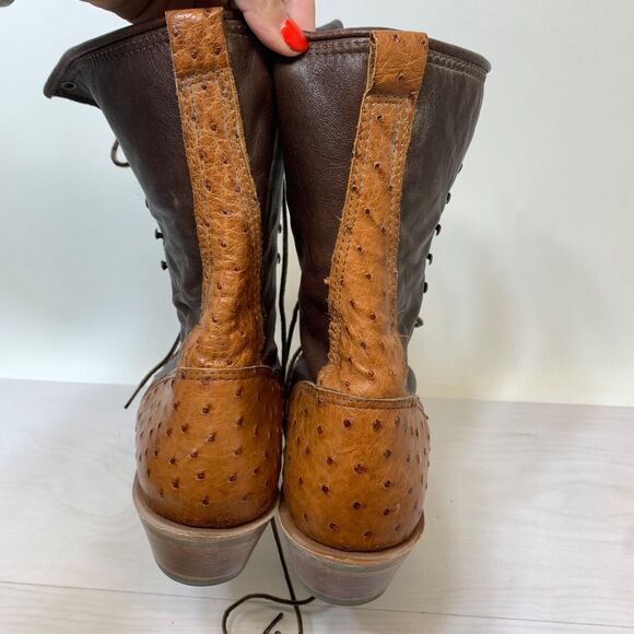 Double-H Boots Mens Size 10B Lacer Two Tone Work Boot D382 Ostrich Packer Kiltie main image 5